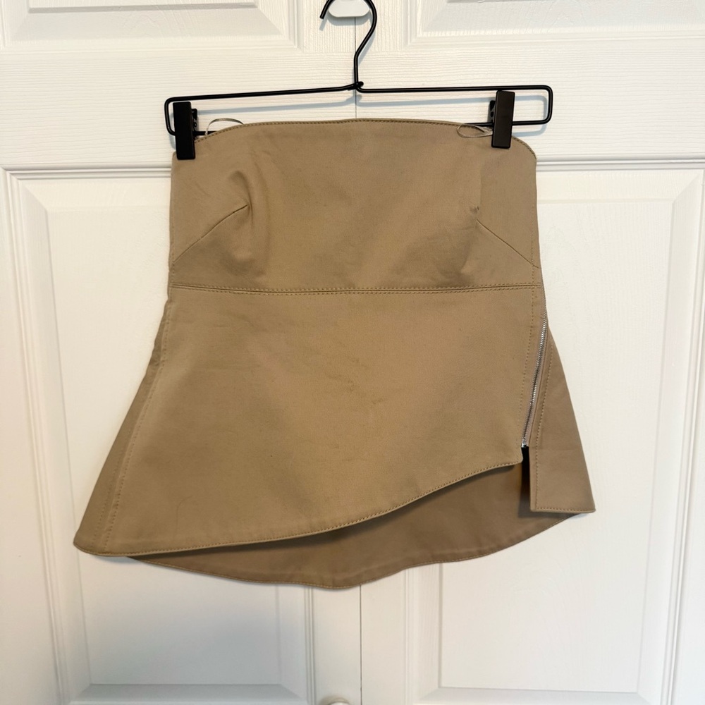 NWT ZARA Tan Khaki Women's tube top tank SMALL